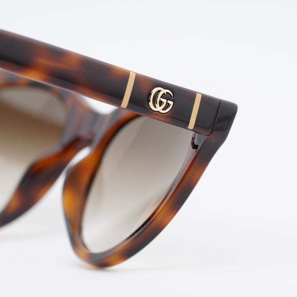 Gucci GG0763S 002 Sunglasses Havana Cat Eye Frame, Brown Gradient Lenses - Picture 8 of 10